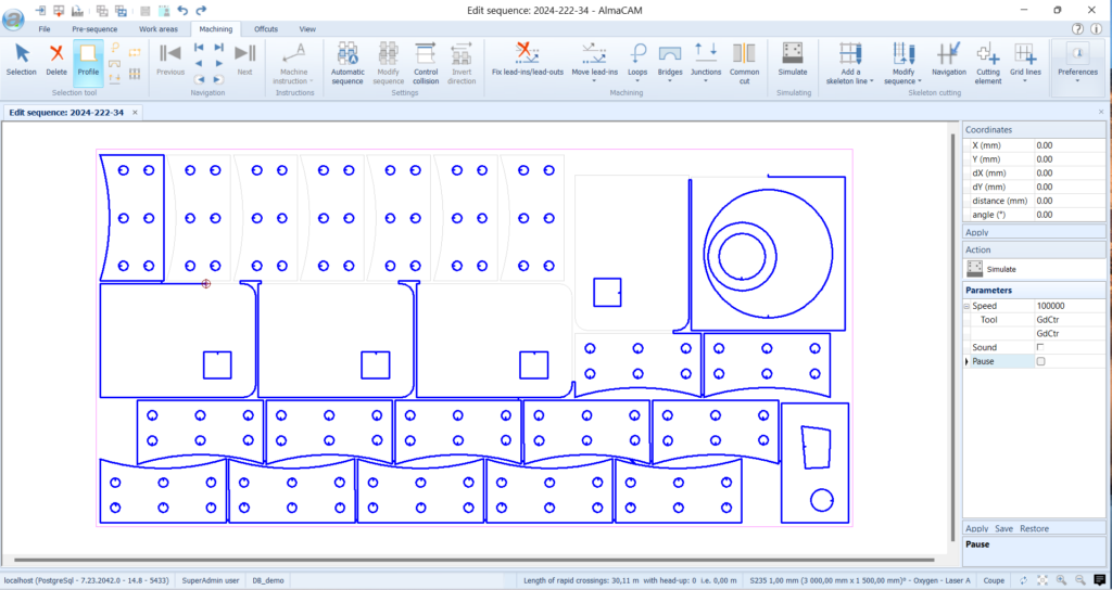almacam cut sequence paths